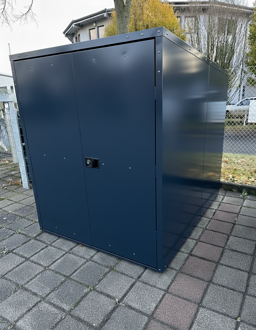 Elektromobilgarage blau